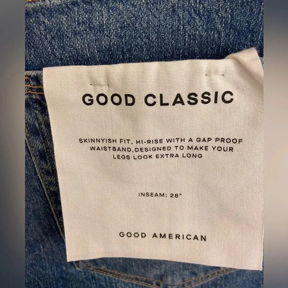 Good American Good Classic Raw Hem High Rise Jeans Blue 940 Size 12/31 - Picture 5 of 7